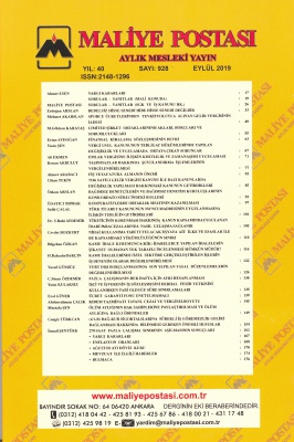 EYLÜL 2019 MALİYE POSTASI İÇİNDEKİLER