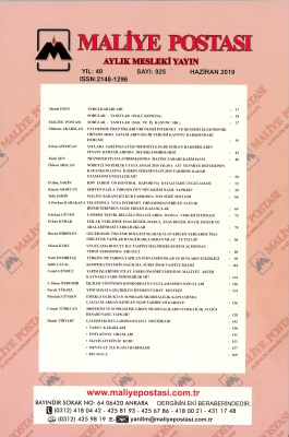 HAZİRAN 2019 MALİYE POSTASI İÇİNDEKİLER