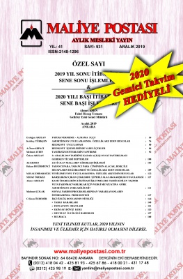 ARALIK 2019 MALİYE POSTASI İÇİNDEKİLER