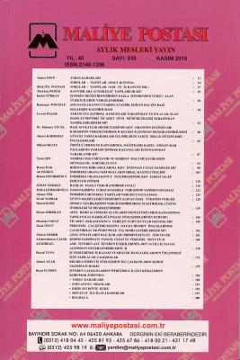 KASIM 2019 MALİYE POSTASI İÇİNDEKİLER