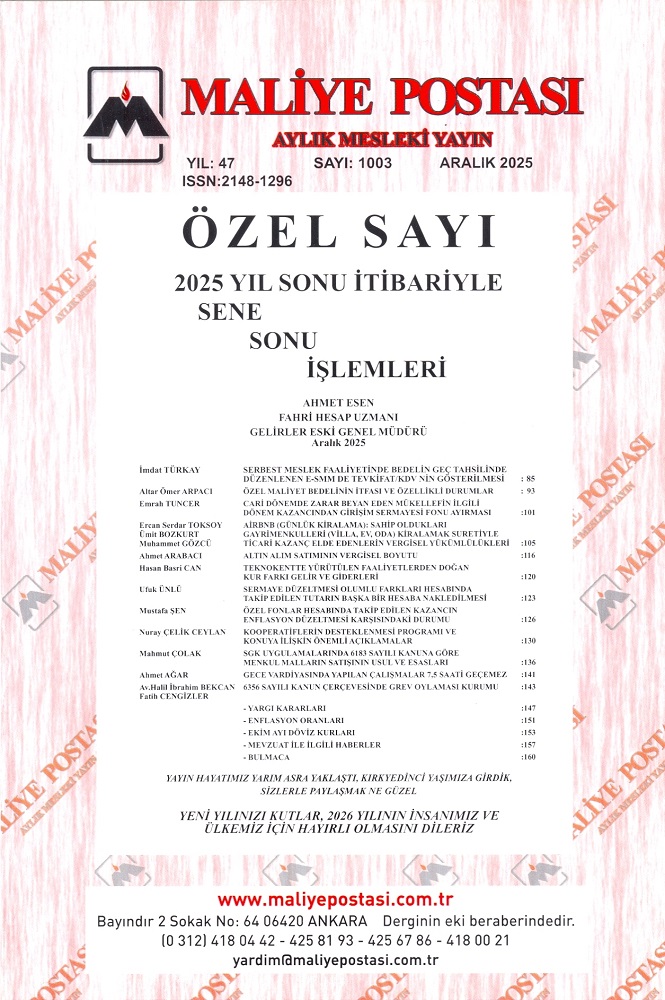 ARALIK 2025 MALİYE POSTASI İÇİNDEKİLER