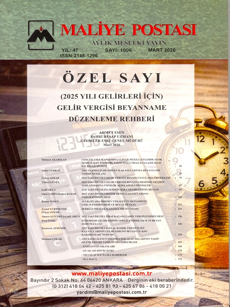 MART 2026 MALİYE POSTASI İÇİNDEKİLER