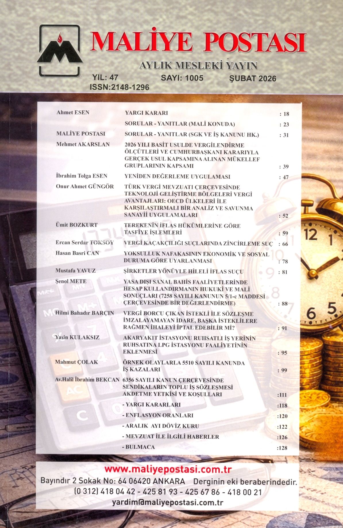 ŞUBAT 2026 MALİYE POSTASI İÇİNDEKİLER